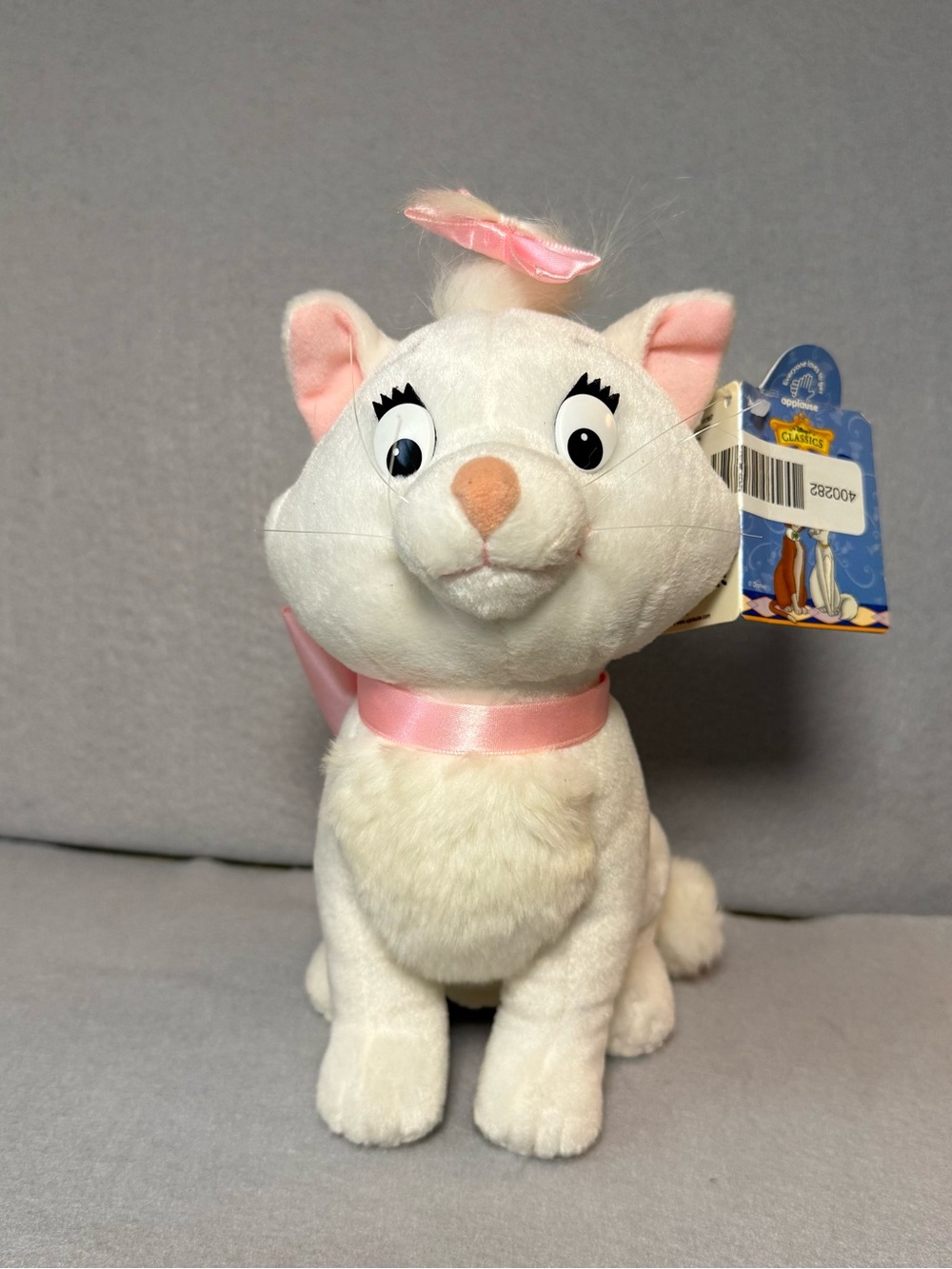 Vintage Disney Marie Plush Kitten in White with Blue Text Tag